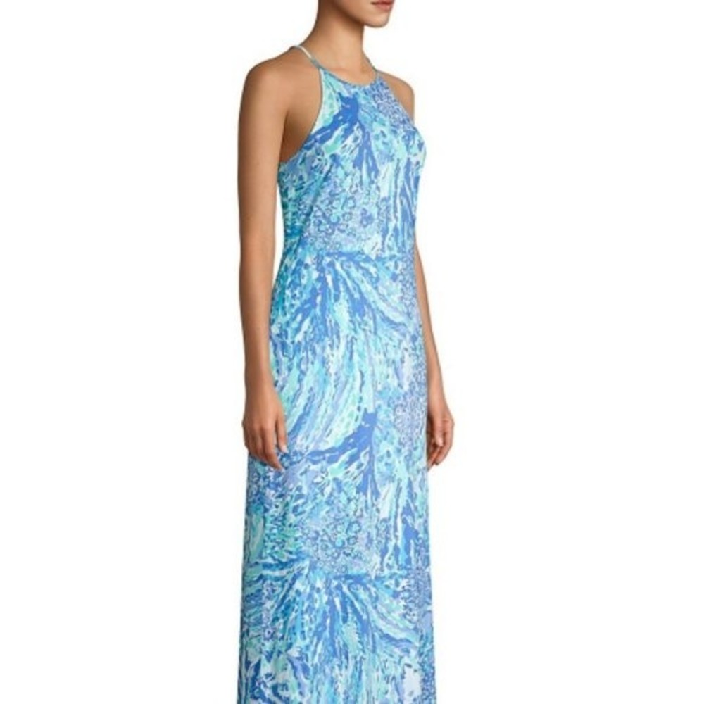 Lilly Pulitzer Margot Abstract Long Halter Dress, US size XS